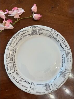 Pillivuyt French Brasserie Collection Plate Vintage Menu Porcelain 8-inch